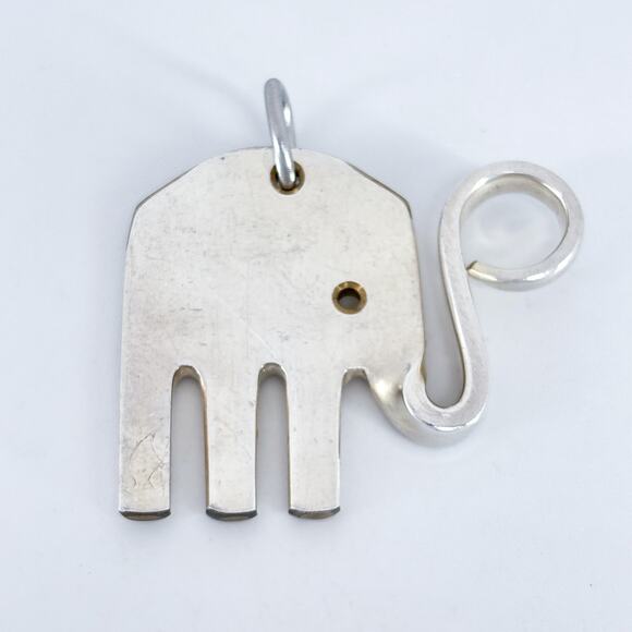 Vintage Silver-Tone Ele-fork Elephant Silverware Jewelry Pendant - Picture 4 of 6